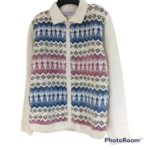 Alfred Dunner Chenille Full Zipper Sweater Size Medium NWT